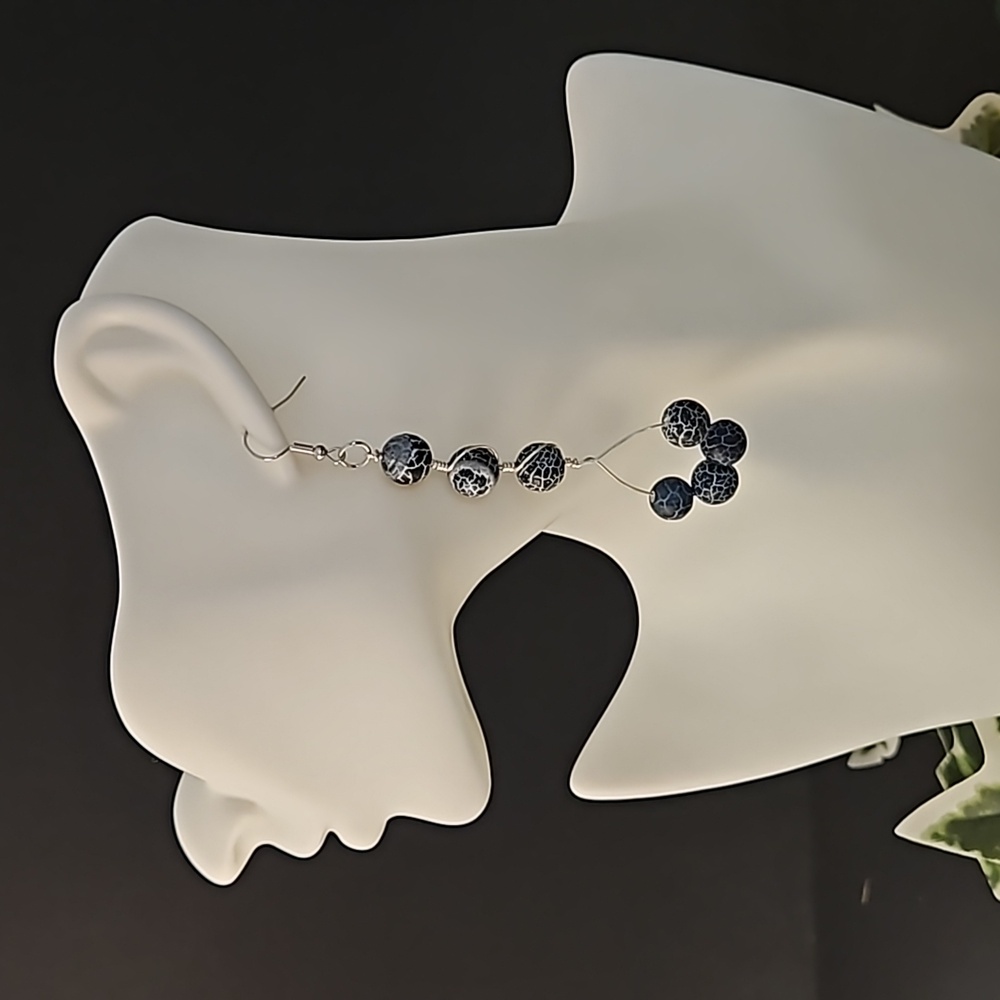 Agate Cracked Blue Stone Earrings